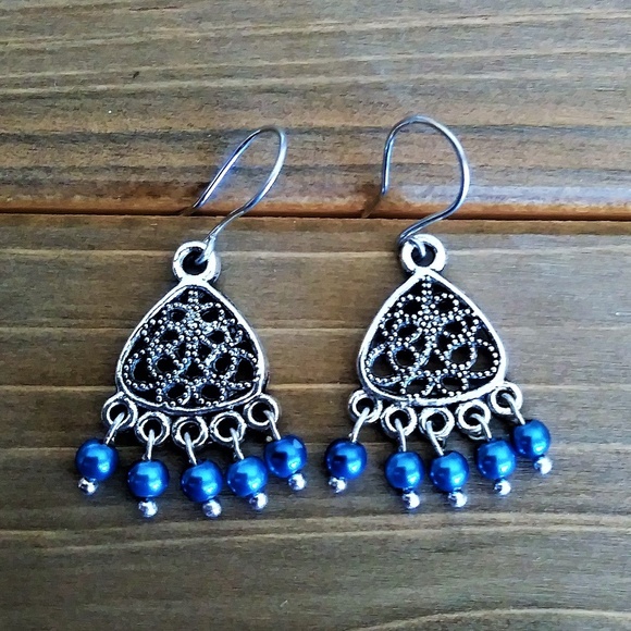Sherry Moss Jewelry - 3 for $49 NEW Silver Earrings & Blue Glass Pearls
